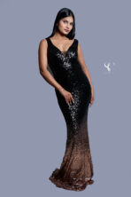 SC Women Ombre Long Sequin Maxi Dress