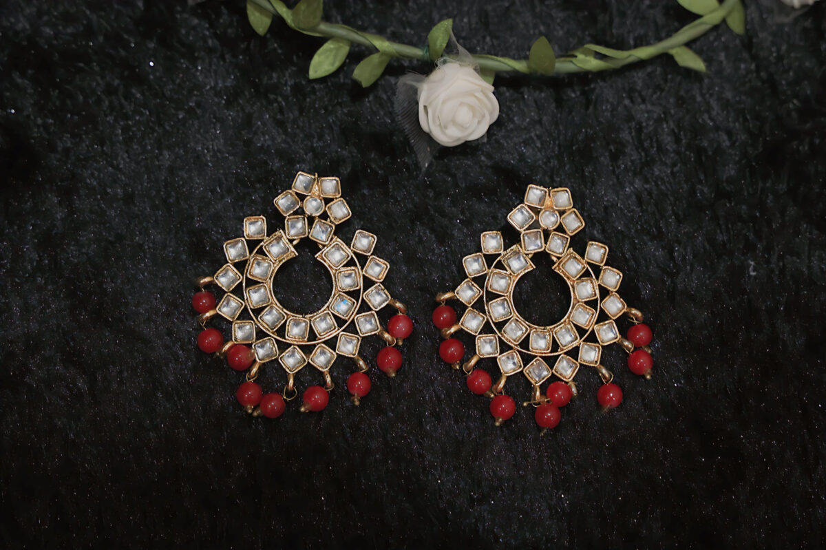 Kundan Earrings - Red