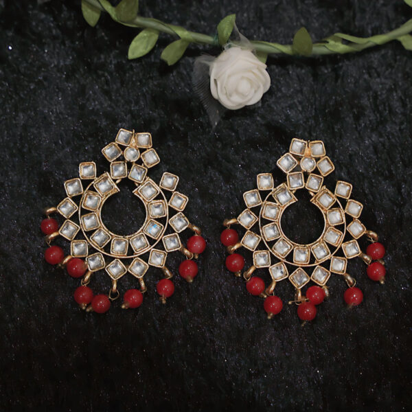 Kundan Earrings - Red