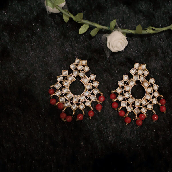 Kundan Earrings - Red