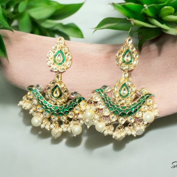 Kundan Earrings - Dark Green