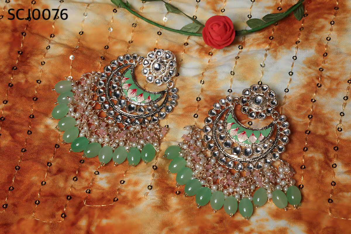 Kundan Earrings - Light Green