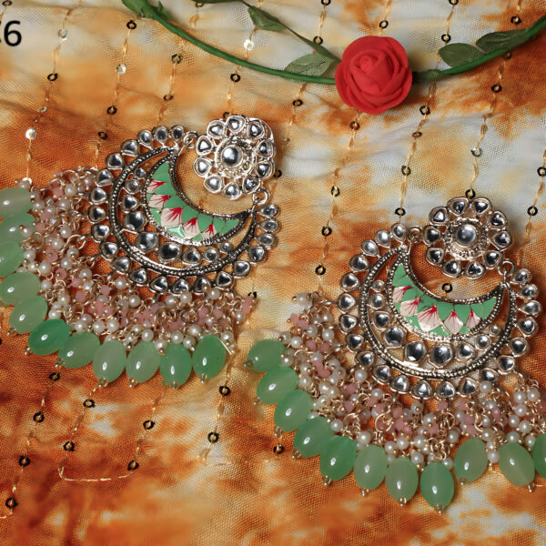 Kundan Earrings - Light Green