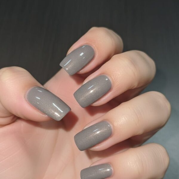 Grey Glitter Square Nails